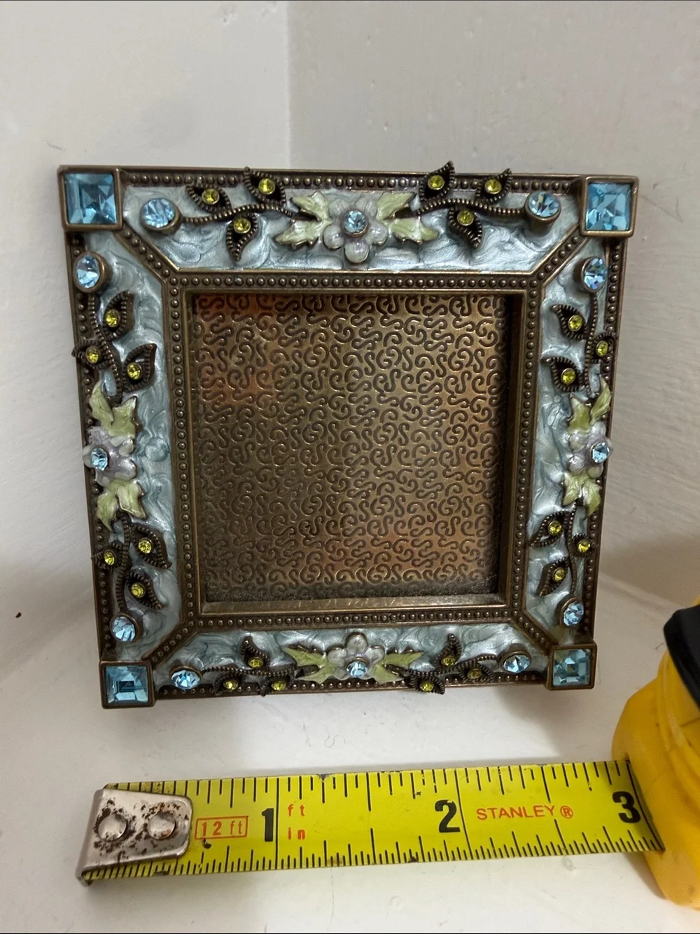 Argento SC Mini Frame Blue Enamel with Swarovski Crystals 3x3